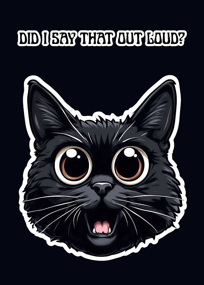 Funny Shocked Black Cat Sarcastic Internet Meme
