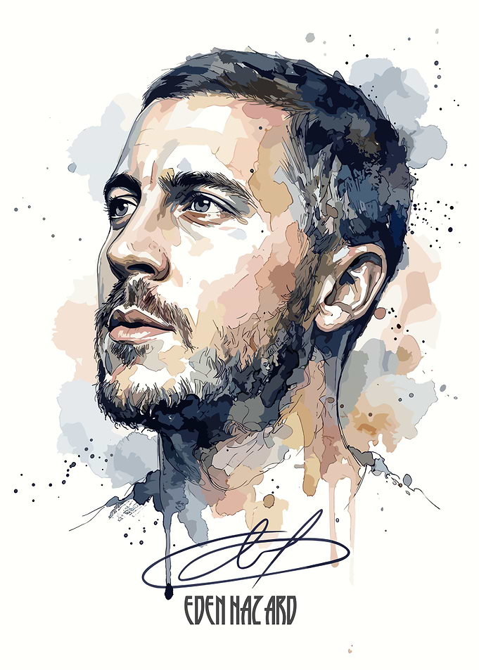 Eden Hazard Watercolor Portrait Art