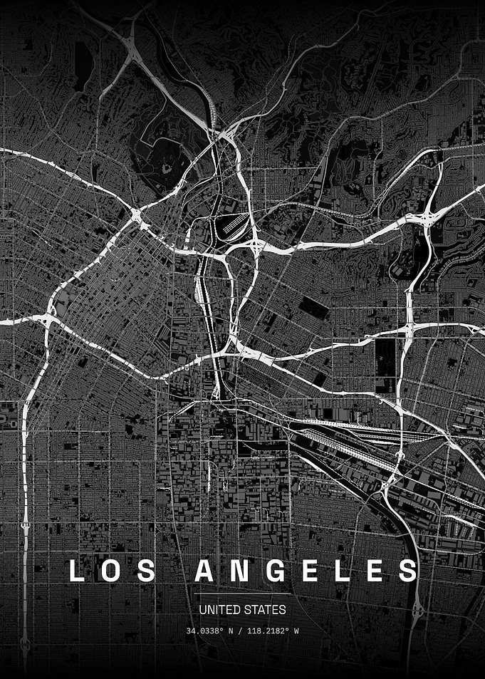 Los Angeles Travel City Map Poster