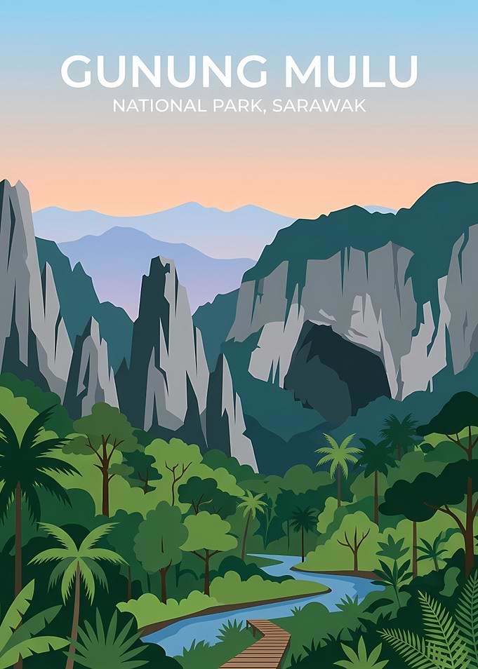 Gunung Mulu National Park Travel Poster