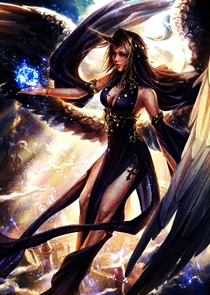 Winged Unicorn Maiden Casting Magic