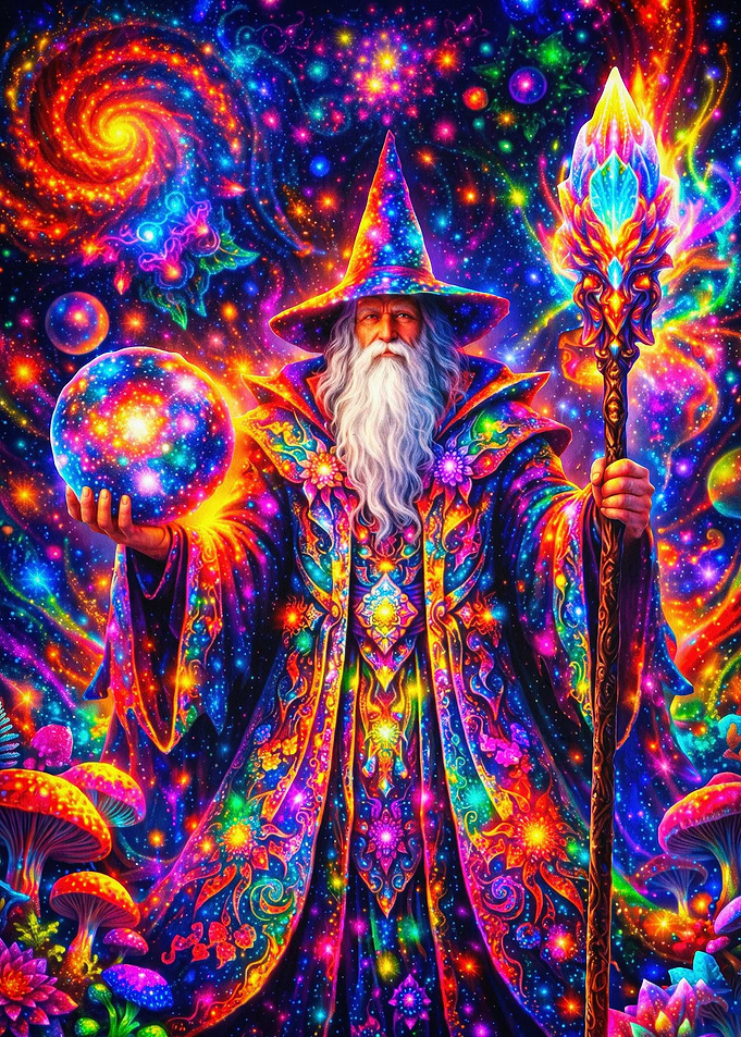 Cosmic Wizard Trippy Space Art