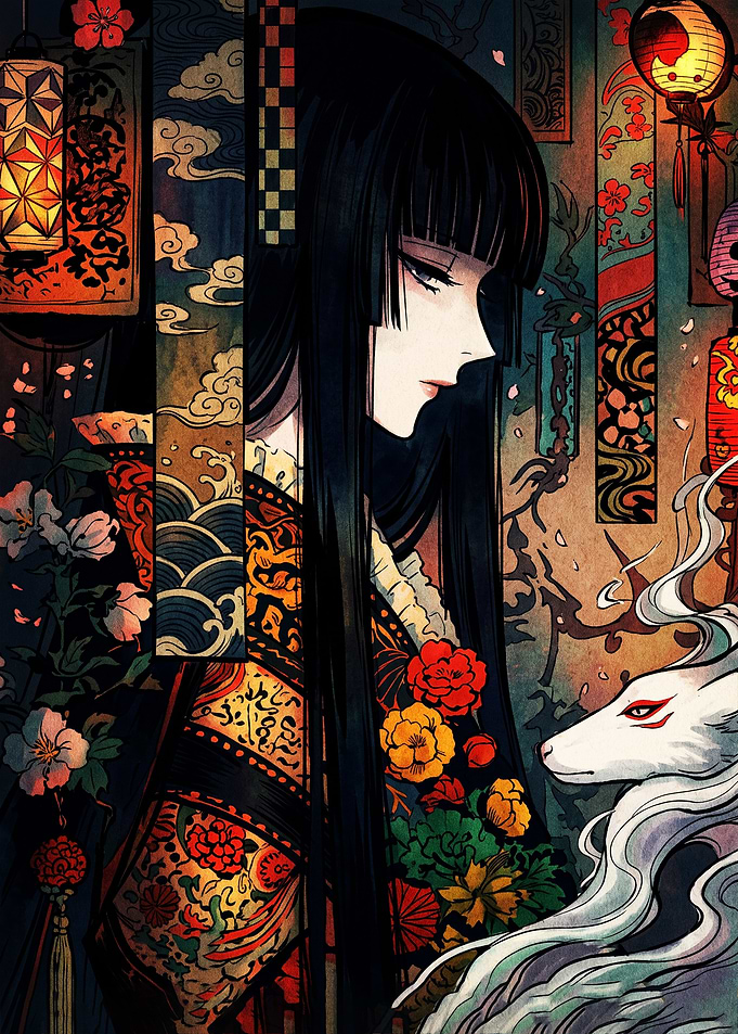 Anime Girl with Kitsune Spirit