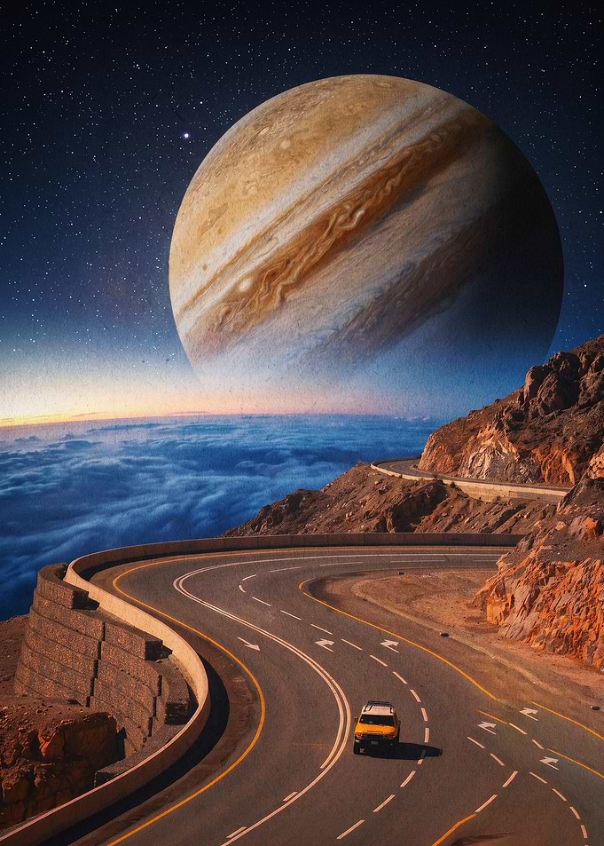 Planet Road Sci-Fi Retro Poster