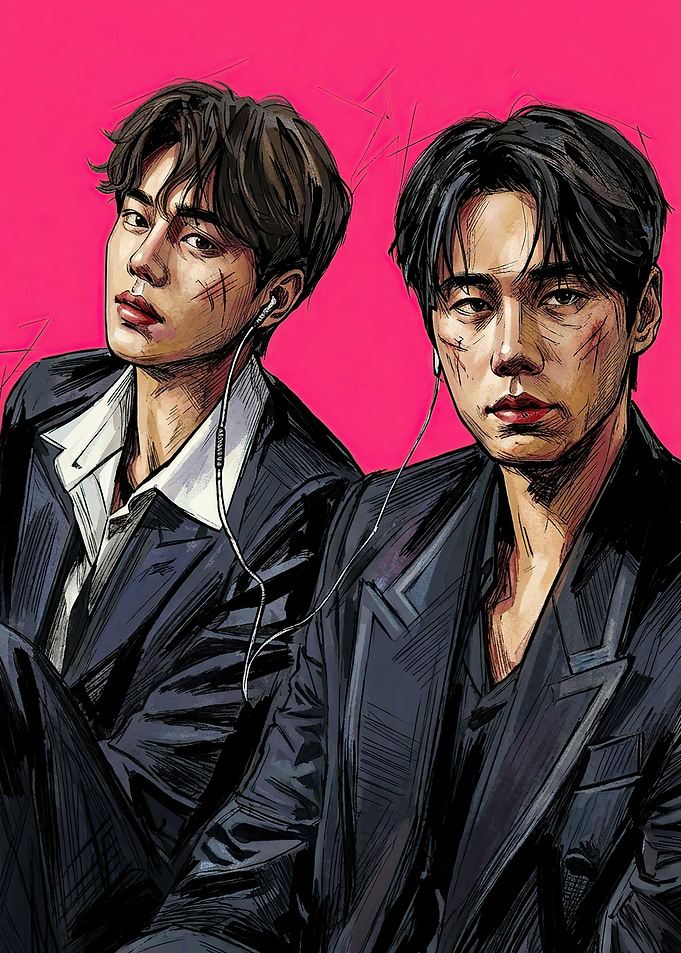 Two Men in Suits Illustration