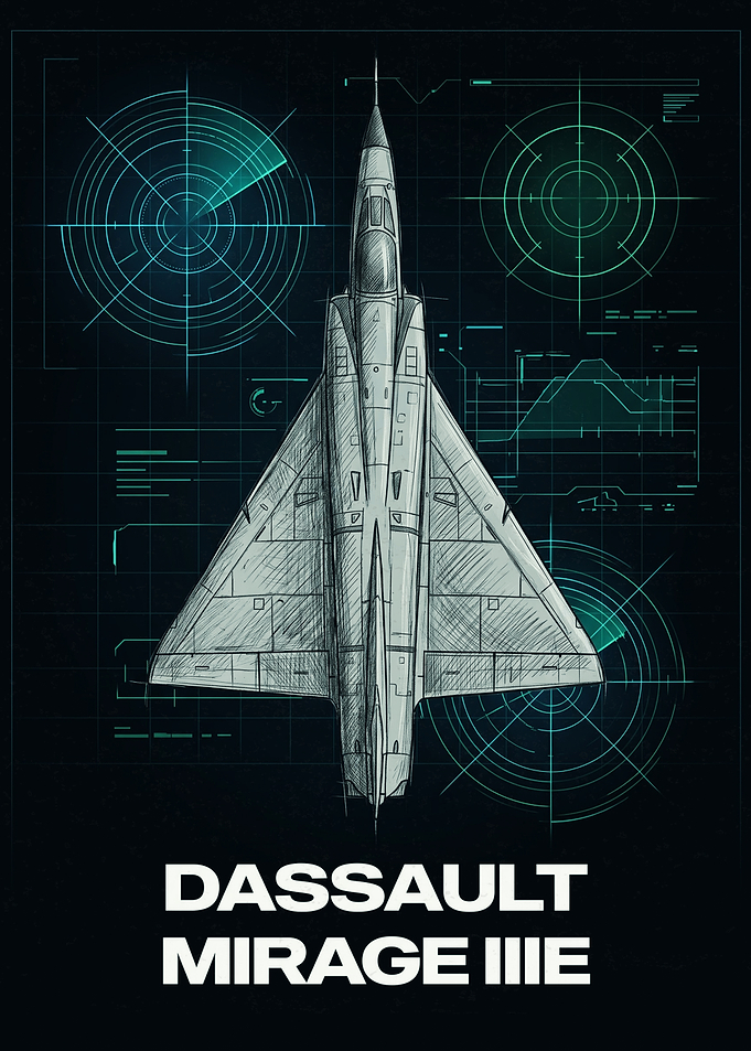 Dassault Mirage IIIE Blueprint Poster