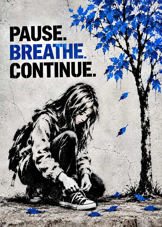 Pause Breathe Continue Inspirational Wall Art