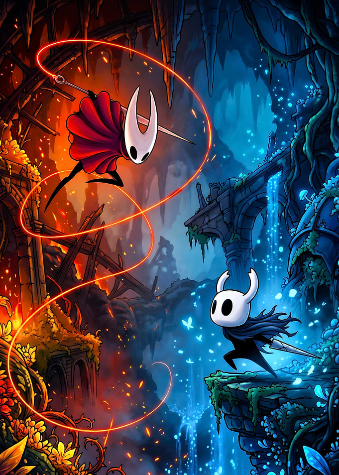Hollow Knight Hornet and Knight Battle