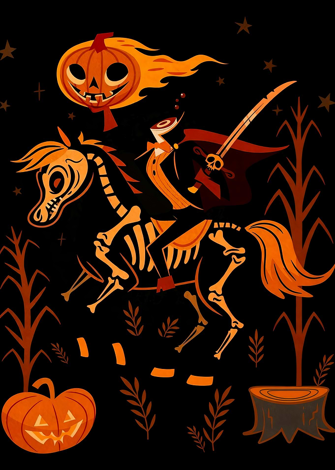 Headless Horseman Halloween Illustration