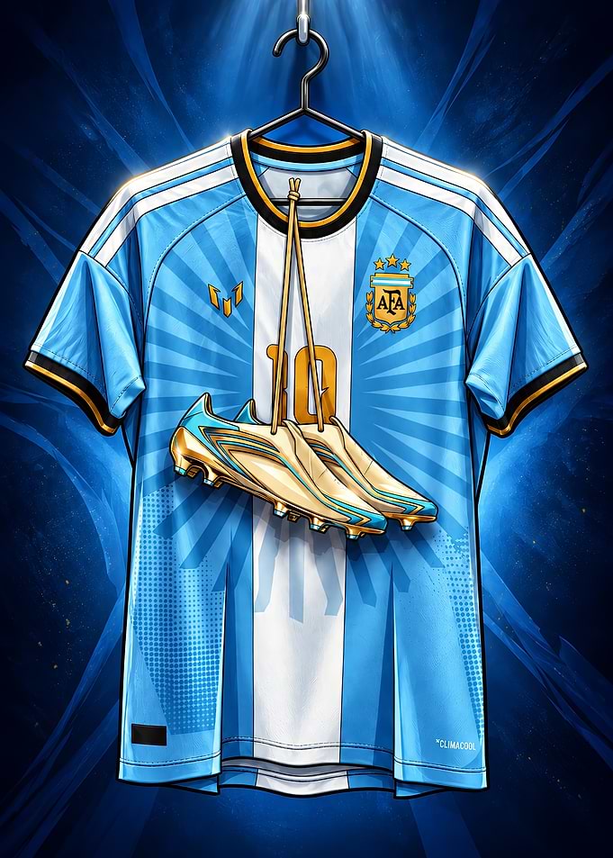 Lionel Messi Argentina Jersey and Cleats