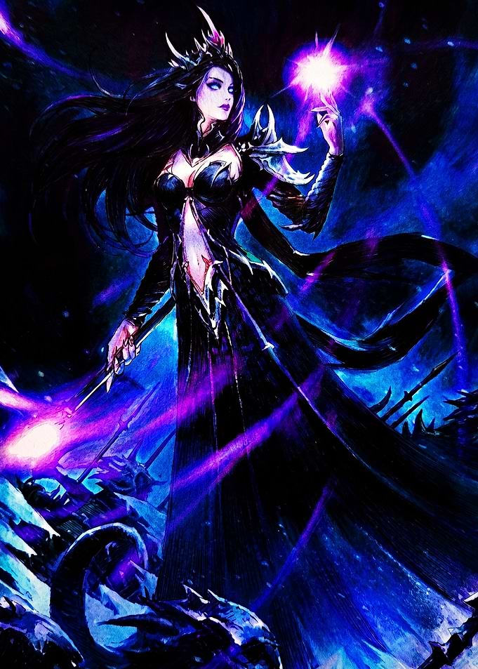 Dark Fantasy Sorceress Casting Magic