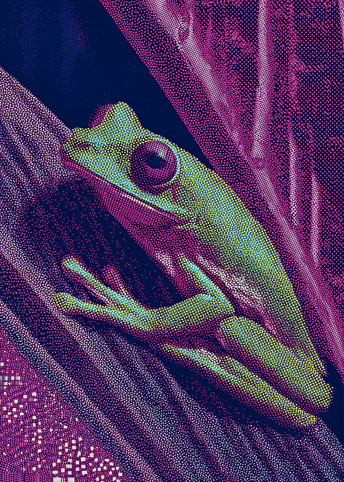 Pop Art Style Green Tree Frog