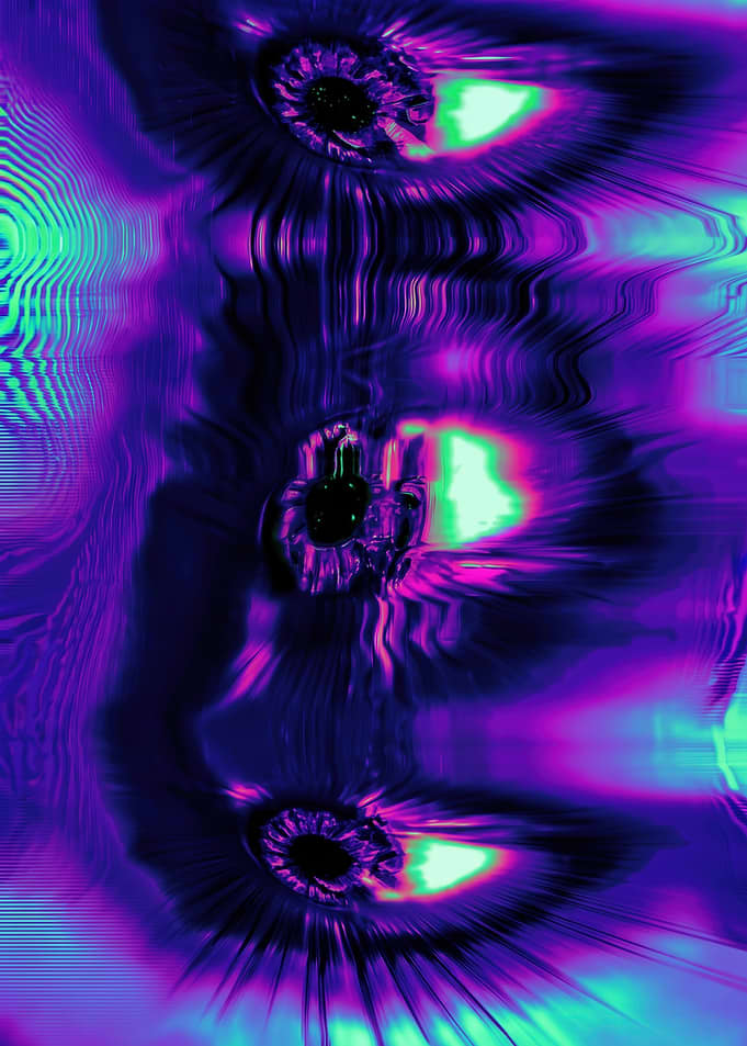 Abstract Glitch Art With Three Eyes