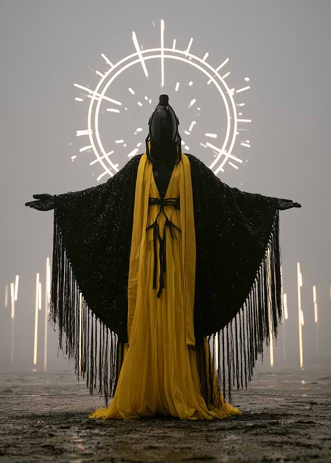 Ethereal Figure in Yellow and Black