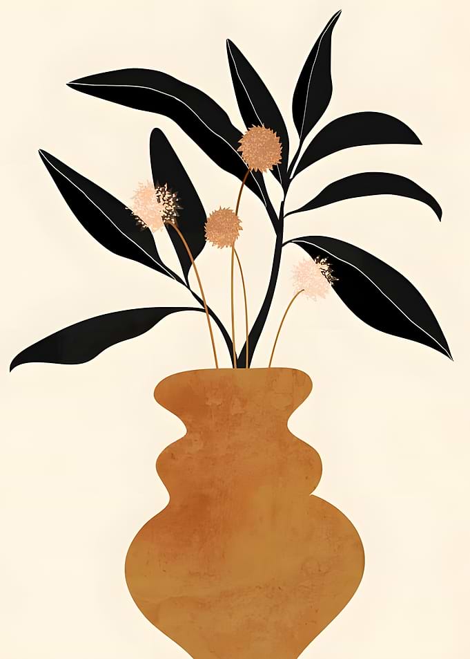 Minimalist Botanical Vase Art