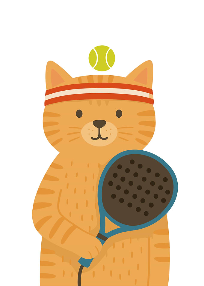 Cute Cat Playing Padel Tennis