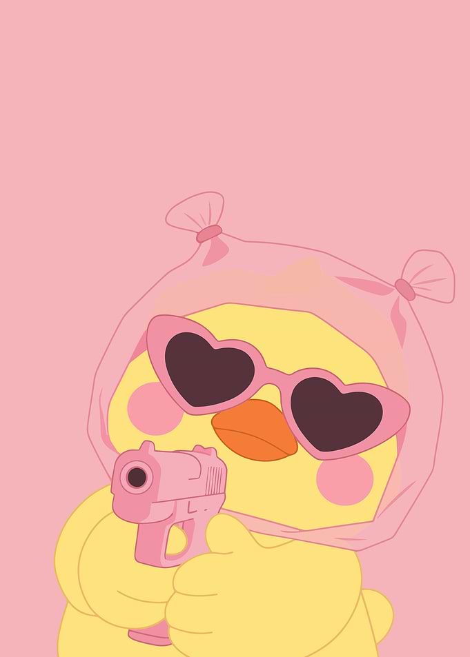 Cute Duck with Pink Gun