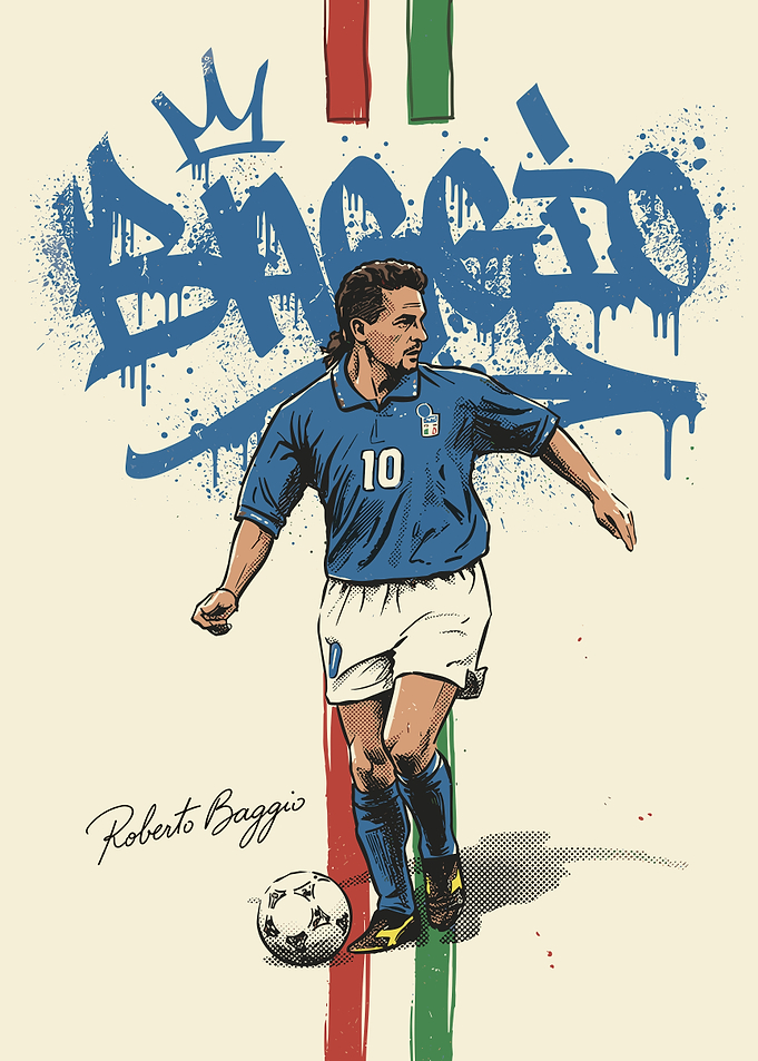 Roberto Baggio Italian Soccer Legend Poster