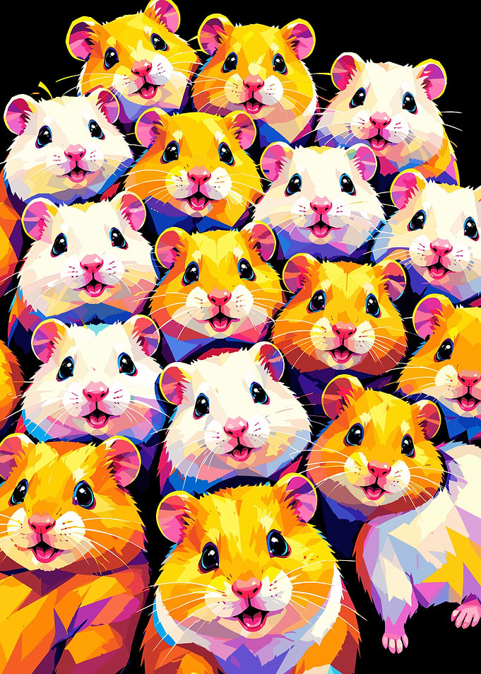 Colorful Pop Art Hamster Collage