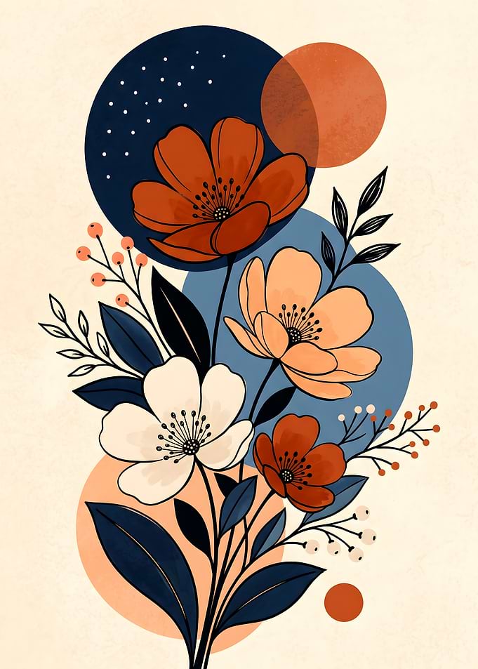 Modern Abstract Floral Botanical Illustration
