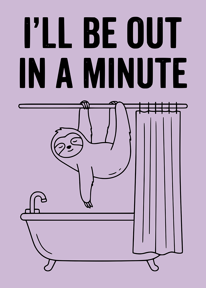 Funny Sloth Showering Illustration