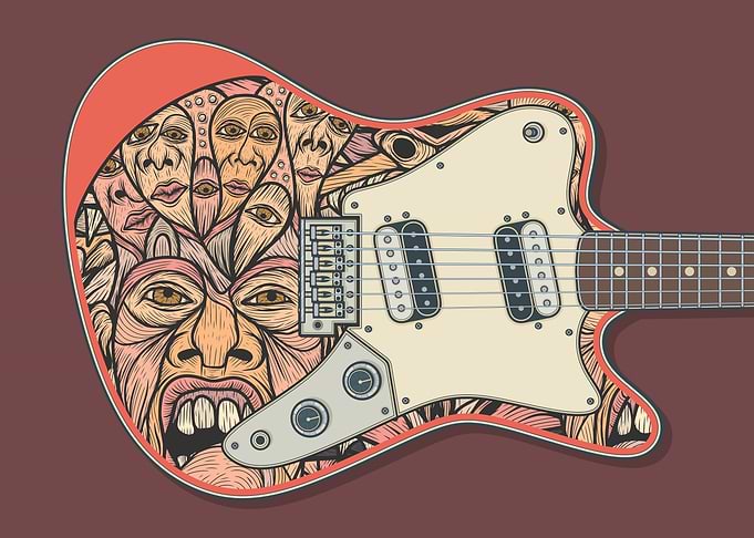 Surreal Creatures Pattern Electric Guitar