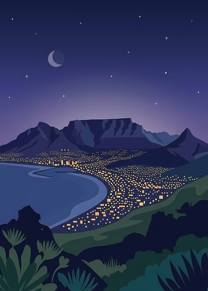 Cape Town Table Mountain Night View