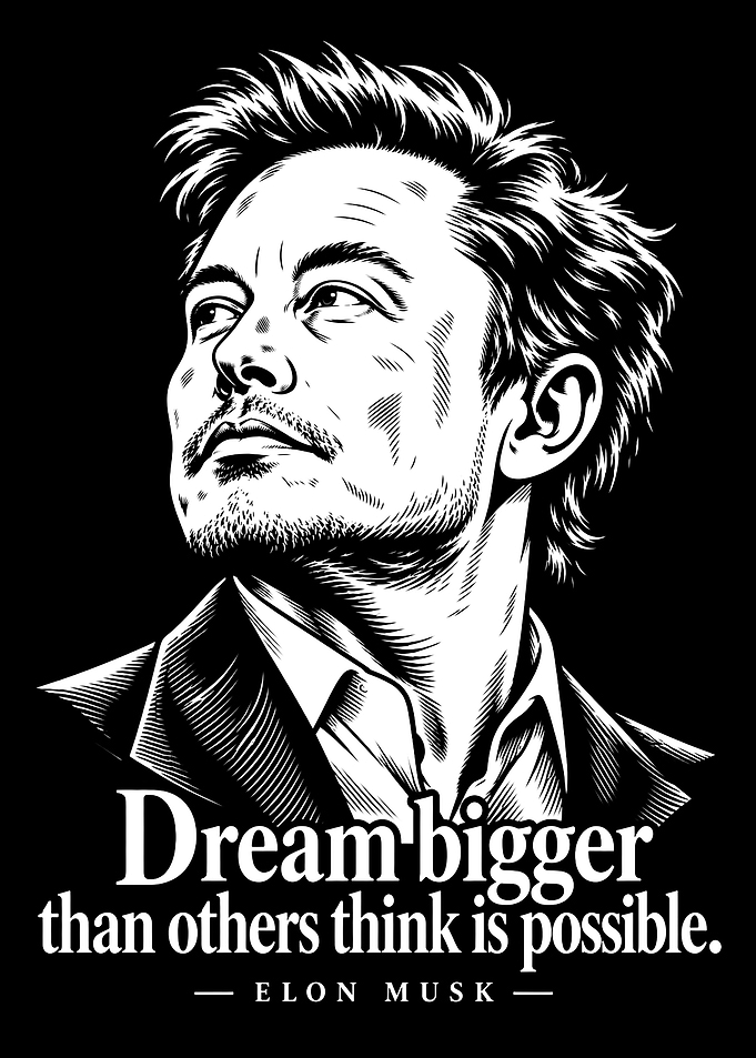 Elon Musk Inspirational Quote Portrait