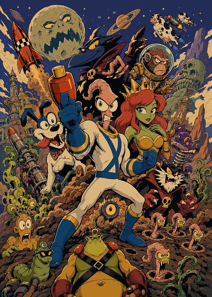 Earthworm Jim Pixel Art Poster