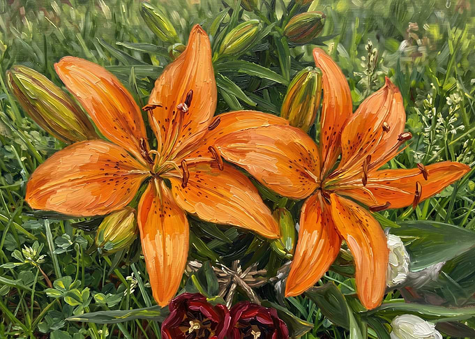Vibrant Orange Lily Oil Painting