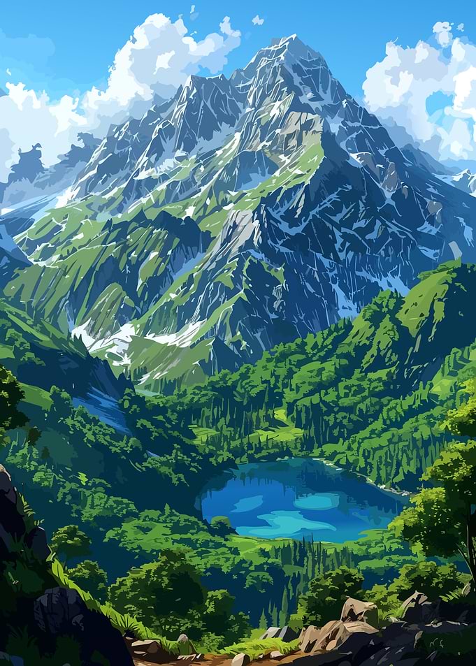 Majestic Mountain Lake Landscape
