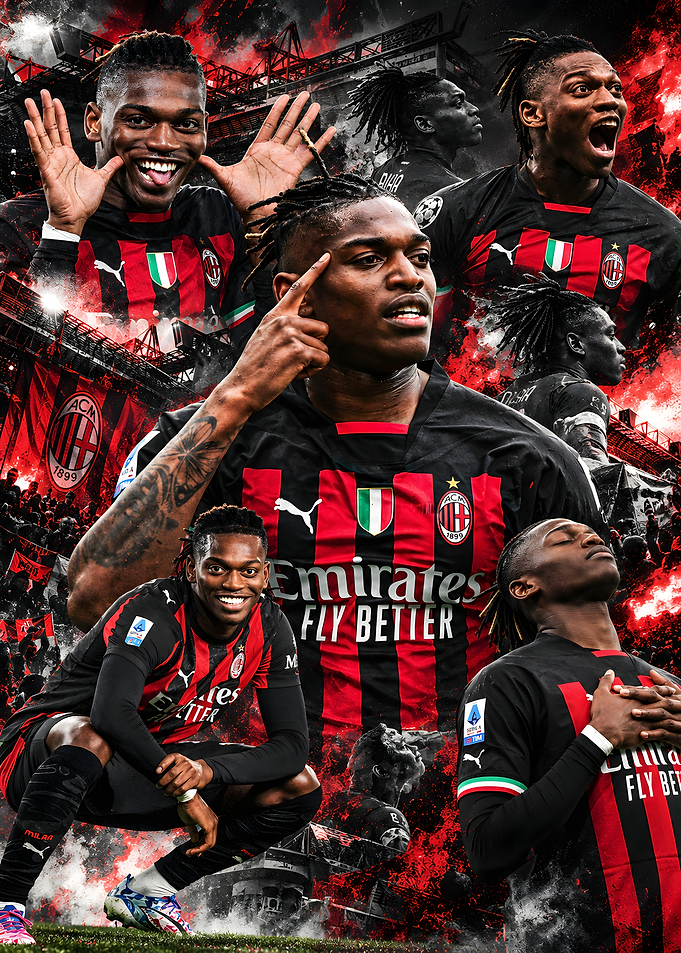 Rafael Leão AC Milan Collage Poster