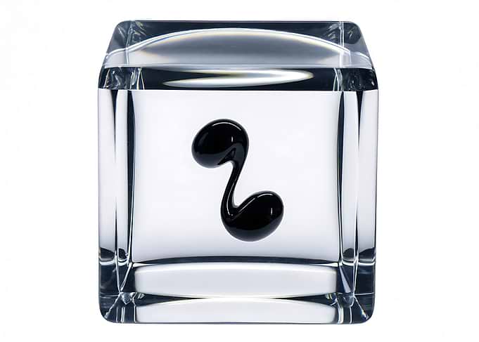 Black Musical Note in Glass Cube