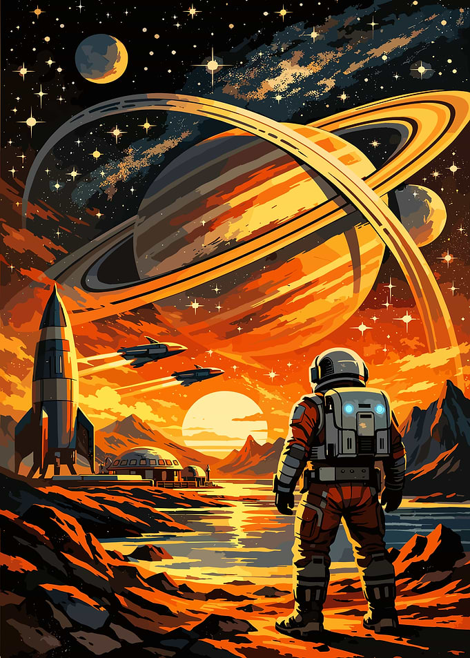 Astronaut Exploring Alien Planet Landscape