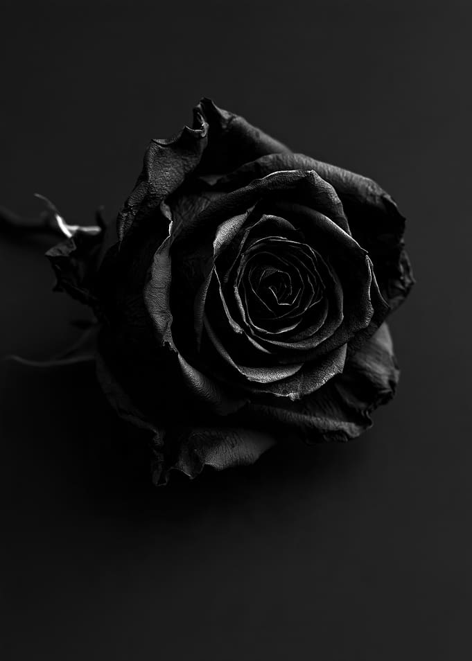 Single Black Rose on Black Background