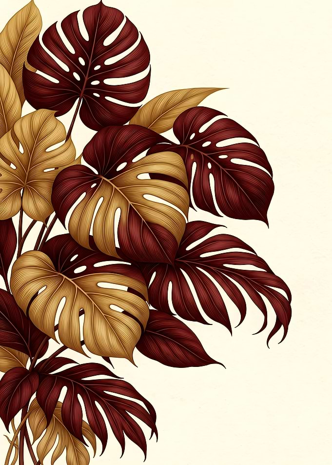 Elegant Monstera Leaf Botanical Illustration