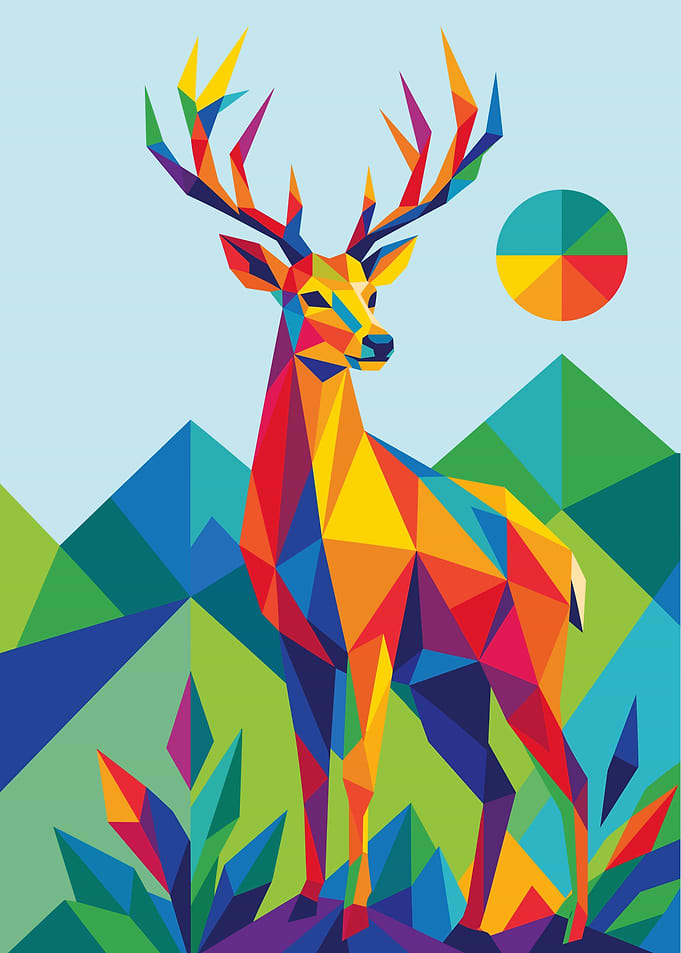Geometric Low Poly Colorful Deer