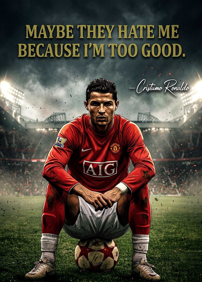Cristiano Ronaldo Manchester United Quote Poster
