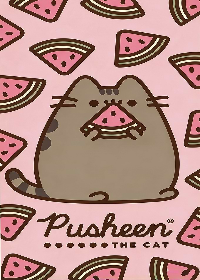 Pusheen the Cat Eating Watermelon