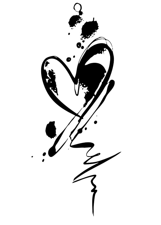 Abstract Ink Splatter Heart Design