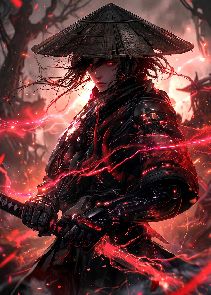 Red Lightning Samurai Warrior