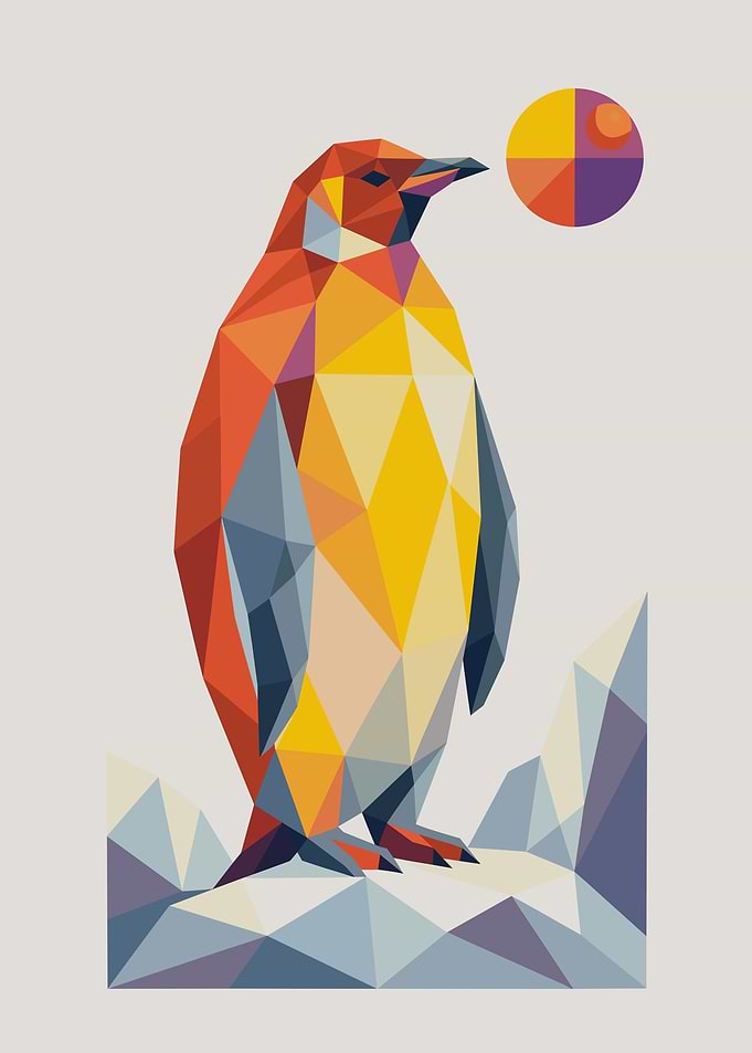 Geometric Low Poly Penguin Art