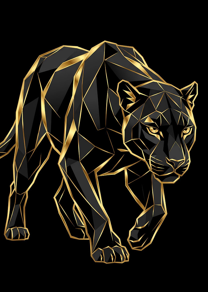 Geometric Gold and Black Panther