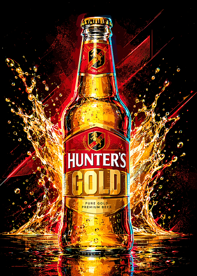 Hunter's Gold Cider Bottle Splash