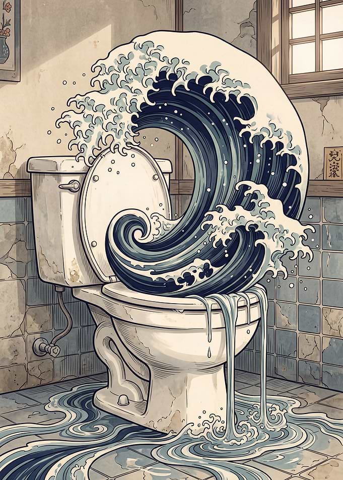 The Great Wave Toilet Overflow