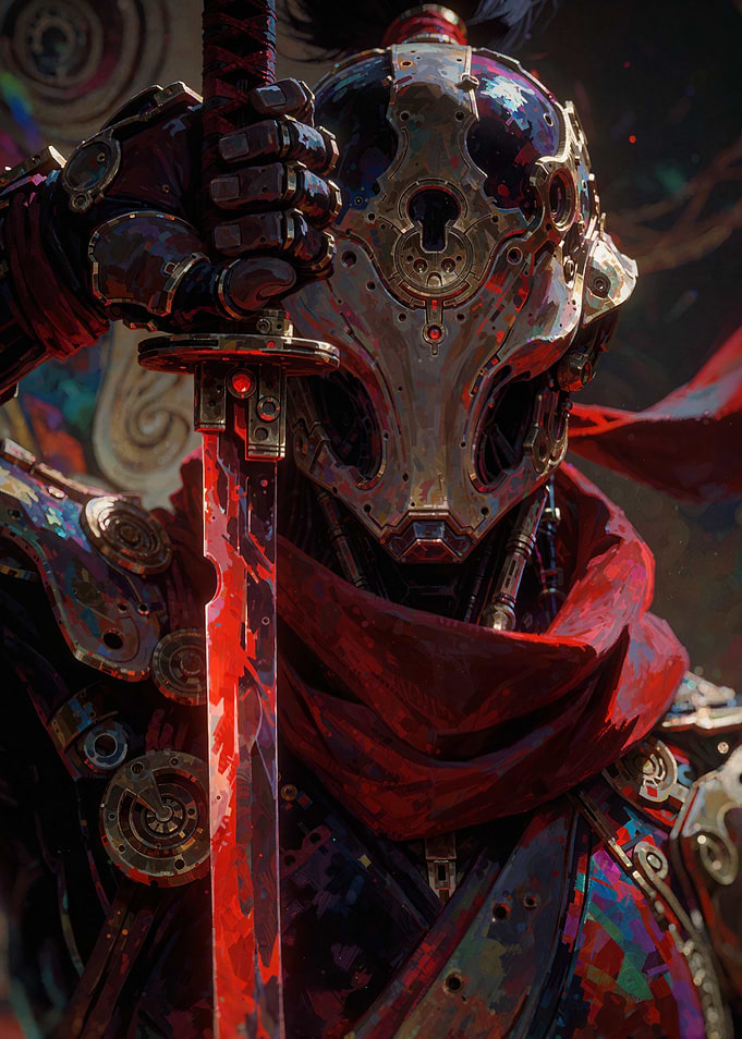Cybernetic Samurai Warrior with Katana