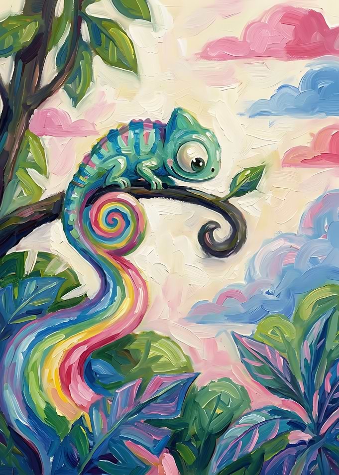 Colorful Chameleon on a Branch