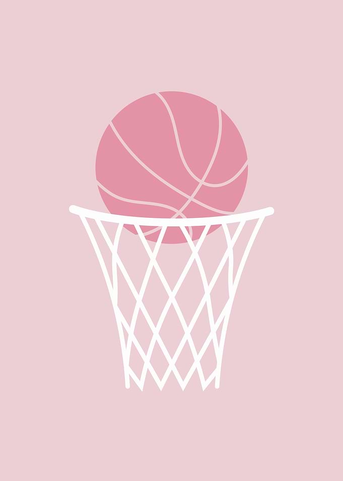 Minimalist Pink Basketball Hoop Illustration