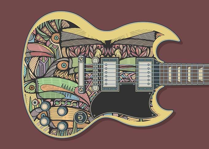 Abstract Patterned Electric Guitar Illustration