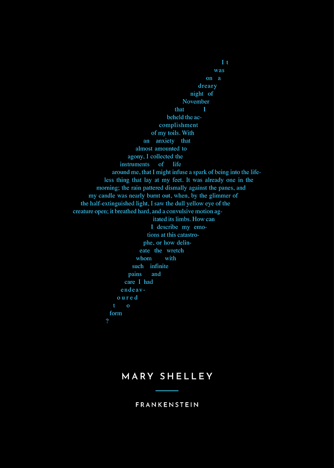 Frankenstein Gothic Horror Typography Art – Mary Shelley Classic Literature